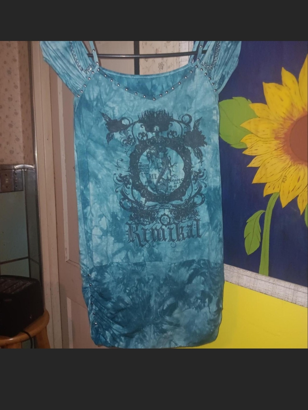 KIMIKAL Blue Tie-Dye Graphic Women’s Dress. M